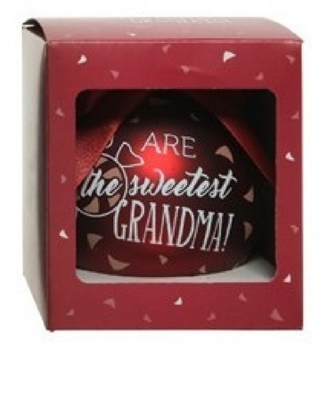  Χριστουγεννιάτικη γυάλινη μπάλα κόκκινη Grandma 10εκ από την εταιρία Epilegin. 