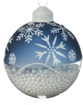  Χριστουγεννιάτικη γυάλινη μπάλα διάφανη μπλε με νιφάδες 8εκ 