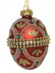  Χριστουγεννιάτικη γυάλινη μπάλα σε σχήμα αυγό κόκκινο χρυσό 8εκ 