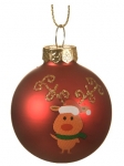  Χριστουγεννιάτικη γυάλινη μπάλα matt ελάφι κόκκινο χρώμα 4.5εκ 