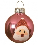  Χριστουγεννιάτικη γυάλινη μπάλα ροζ φούξια με Άγιο Βασίλη 4.5εκ 