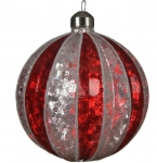  Χριστουγεννιάτικη γυάλινη μπάλα κόκκινη με γκλίτερ 10εκ 