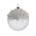  Χριστουγεννιάτικη γυάλινη μπάλα με πέρλες διάφανη 8εκ 