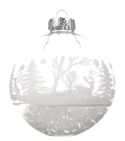 Χριστουγεννιάτικη γυάλινη μπάλα διάφανη με λευκά δέντρα & ελάφια 8εκ από την εταιρία Epilegin. Χριστουγεννιάτικη γυάλινη μπάλα διάφανη με λευκά δέντρα & ελάφια 8εκ από την εταιρία Epilegin.