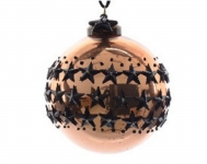  Χριστουγεννιάτικη γυάλινη μπάλα χάλκινη με αστέρια μαύρα 8εκ 