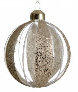 Χριστουγεννιάτικη γυάλινη μπάλα με χρυσό γκλίτερ διάφανη 8εκ από την εταιρία Epilegin. Χριστουγεννιάτικη γυάλινη μπάλα με χρυσό γκλίτερ διάφανη 8εκ από την εταιρία Epilegin.