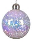  Χριστουγεννιάτικη γυάλινη μπάλα διάφανη με πολύχρωμους κόκκους εσωτερικά 8εκ 