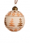 Χριστουγεννιάτικη γυάλινη μπάλα με δεντράκια wool white gold 8εκ  Χριστουγεννιάτικη γυάλινη μπάλα με δεντράκια wool white gold 8εκ