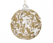 Χριστουγεννιάτικη γυάλινη μπάλα "Gold Leaves" διάφανη 10εκ  Χριστουγεννιάτικη γυάλινη μπάλα "Gold Leaves" διάφανη 10εκ