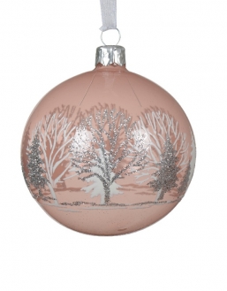 Χριστουγεννιάτικη γυάλινη μπάλα Landscape blush pink 8εκ από την εταιρία Epilegin. Χριστουγεννιάτικη γυάλινη μπάλα Landscape blush pink 8εκ από την εταιρία Epilegin.