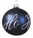  Χριστουγεννιάτικη γυάλινη μπάλα μπλε ματ "HoHoHo" 8εκ 