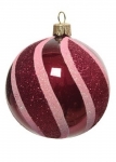  Χριστουγεννιάτικη γυάλινη μπάλα με γραμμές blush pink 8εκ 