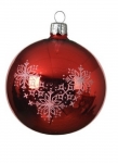  Χριστουγεννιάτικη γυάλινη γυάλιστερή μπάλα με χιονονιφάδες Christmas red 8εκ 