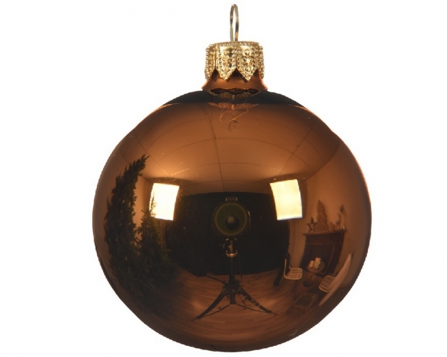  Γυάλινη χριστουγεννιάτικη μπάλα Matte Camel Brown 8cm από την εταιρία Epilegin. 