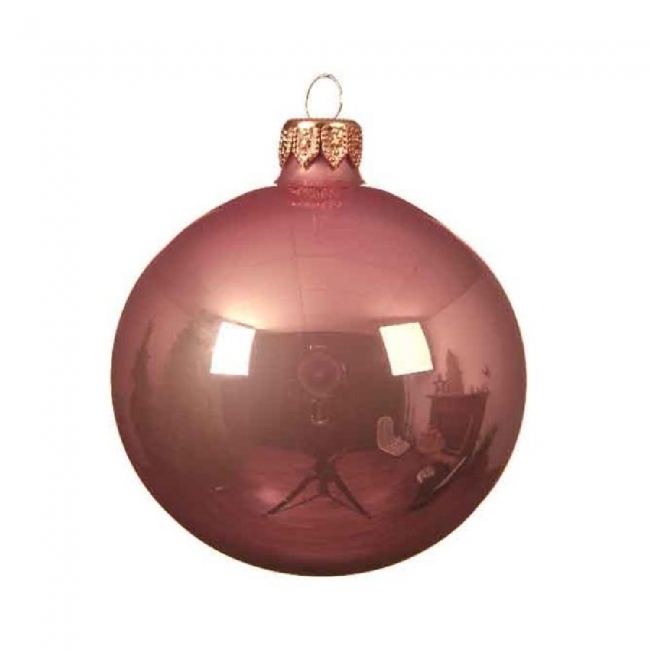  Γυάλινη χριστουγεννιάτικη μπάλα Glossy Velvet Pink 8cm από την εταιρία Epilegin. 