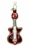  Χριστουγεννιάτικη γυάλινη κρεμαστή κιθάρα κόκκινη-χτυσή 9,20εκ 