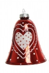  Χριστουγεννιάτικη γυάλινη κρεμαστή καμπάνα με καρδιά κόκκινη 7,60εκ 