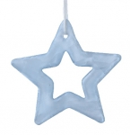  Χριστουγεννιάτικο γυάλινο κρεμαστό αστέρι γαλάζιο 8.4εκ 
