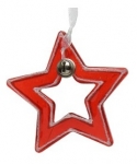  Χριστουγεννιάτικο διακοσμητικό κρεμαστό αστεράκι κόκκινο με λευκό γκλίτερ 0.7x3.5x3.2εκ 