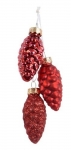  Χριστουγεννιάτικο γυάλινο κρεμαστό στολίδι με κουκουνάρια κόκκινο 6εκ 