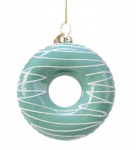  Χριστουγεννιάτικο γυάλινο στολίδι donuts γαλάζιο χρώμα 8,5Χ8εκ 
