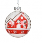 Χριστουγεννιάτικη γυάλινη μπάλα "House" διάφανη 8εκ  Χριστουγεννιάτικη γυάλινη μπάλα "House" διάφανη 8εκ