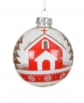 Χριστουγεννιάτικη γυάλινη μπάλα "Church" διάφανη 8εκ  Χριστουγεννιάτικη γυάλινη μπάλα "Church" διάφανη 8εκ
