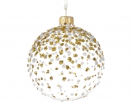 Χριστουγεννιάτικη γυάλινη μπάλα "Golden sparkle" διάφανη 8εκ  Χριστουγεννιάτικη γυάλινη μπάλα "Golden sparkle" διάφανη 8εκ