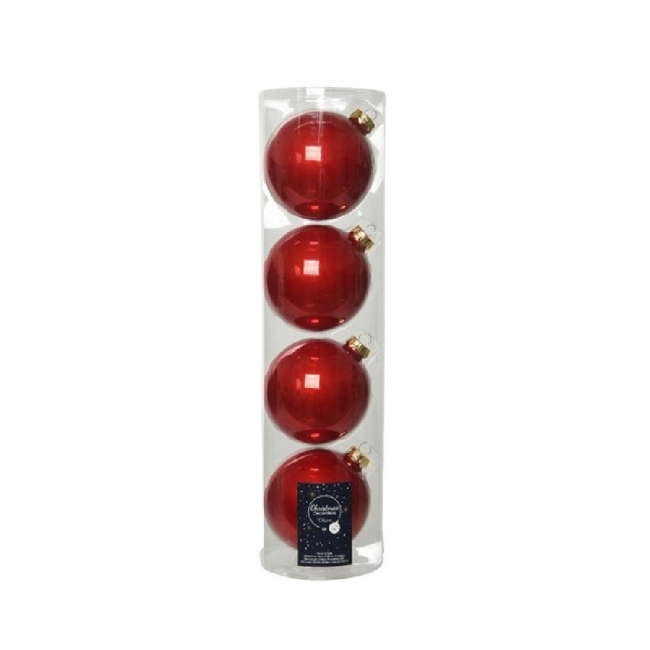  Σετ 4τμχ Γυάλινη χριστουγεννιάτικη μπάλα Pearl Christmas Red 10cm από την εταιρία Epilegin. 