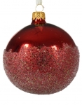  Χριστουγεννιάτικη γυάλινη μπάλα κόκκινη γυαλιστερή με γκλίτερ 8εκ 