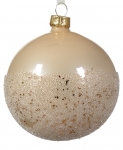  Χριστουγεννιάτικη γυάλινη μπάλα σαμπανί γυαλιστερή με γκλίτερ 8εκ 