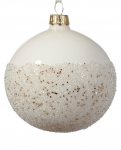 Χριστουγεννιάτικη γυάλινη μπάλα λευκή γυαλιστερή με γκλίτερ 8εκ 