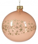  Χριστουγεννιάτικη γυάλινη μπάλα ροζ γυαλιστερή με αστεράκια 8εκ 