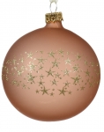  Χριστουγεννιάτικη γυάλινη μπάλα ροζ ματ με αστεράκια 8εκ 