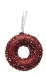  Χριστουγεννιάτικο κρεμαστό donut κόκκινο με glitter 10εκ 