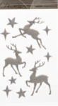  Χριστουγεννιάτικα διακοσμητικά αυτοκόλλητα με ταρανδάκια ασημί 10x15εκ 