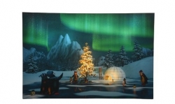  Χριστουγεννιάτικος καμβάς με πιγκουίνους και Led φώς 4x38x58εκ 