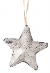 Χριστουγεννιάτικο πλαστικό κρεμαστό αστεράκι ασημί γυαλιστερό ματ 10εκ 