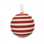 Χριστουγεννιάτικη αφρώδης μπάλα με οριζόντιες ρίγες κόκκινη-λευκή 8εκ 