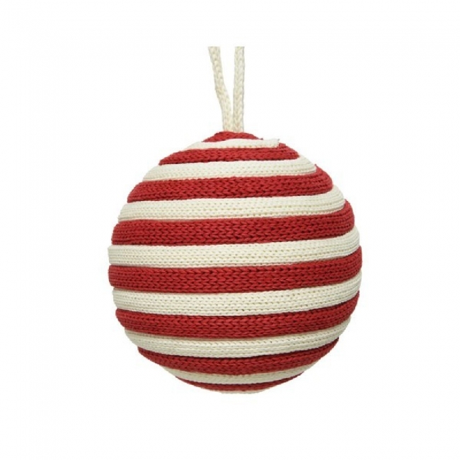  Χριστουγεννιάτικη αφρώδης μπάλα με οριζόντιες ρίγες κόκκινη-λευκή 8εκ από την εταιρία Epilegin. 