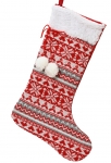  Χριστουγεννιάτικη διακοσμητική κάλτσα κόκκινη λευκή γκρι 40εκ 