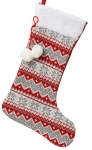  Χριστουγεννιάτικη διακοσμητική κάλτσα κόκκινη λευκή γκρι 40εκ 