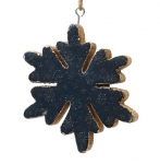  Χριστουγεννιάτικη ξύλινη κρεμαστή νιφάδα μπλε 11εκ 