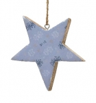  Χριστουγεννιάτικο ξύλινο κρεμαστό αστεράκι γαλάζιο 11εκ 