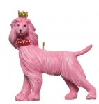  Χριστουγεννιάτικο polyresin στολίδι σκυλάκι Afghan ροζ 6,2Χ8εκ 