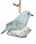  Χριστουγεννιάτικο polyresi στολίδι πουλάκι γαλάζιο 6Χ3εκ 