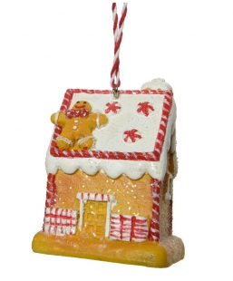 Χριστουγεννιάτικο polyresin κρεμαστό στολίδι ζαχαρωτό σπίτι καφέ 7εκ από την εταιρία Epilegin. Χριστουγεννιάτικο polyresin κρεμαστό στολίδι ζαχαρωτό σπίτι καφέ 7εκ από την εταιρία Epilegin.