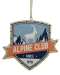  Χριστουγεννιάτική ξύλινη διακοσμητική πινακίδα `Alpine Club`,μπλέ 12εκ 