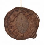  Ξύλινος κρεμαστός φλοιός δέντρου με φύλλο καφέ 10εκ 