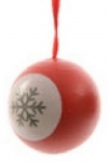  Ξύλινη χριστουγεννιάτικη μπάλα με χιονονιφάδα κόκκινη 7εκ 